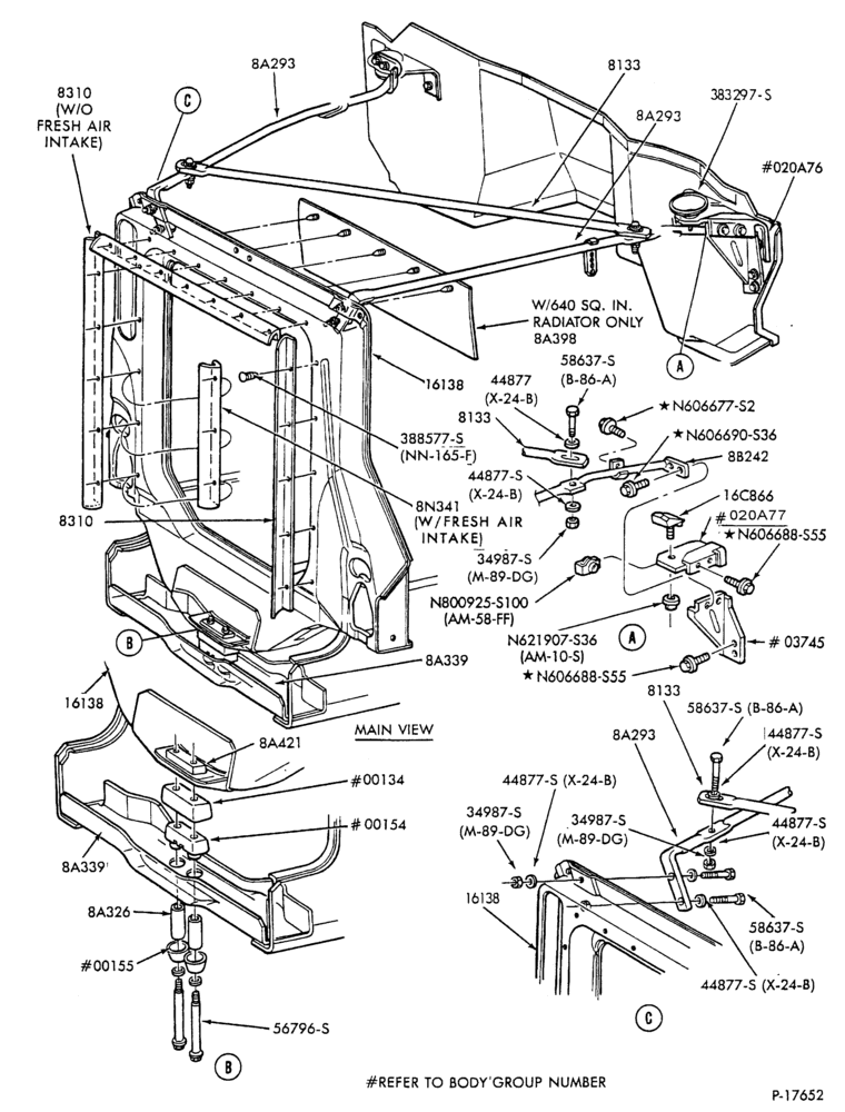 Схема COOLING SYSTEMS-Radiator support - w/tilt front end-B600/700