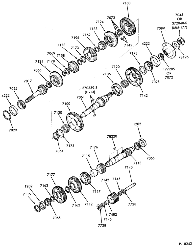 Схема INTERNAL PARTS-(1984/) - Dana (Spicer) SS10 - case - gear train - Page B-F-FT600/900