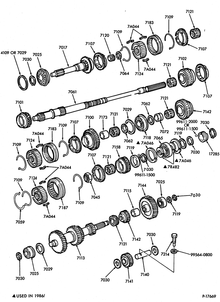 Схема Внутренние детали — Внутренние детали - 5 speed - (1986/87) Toyo Kogyo- gear train — A