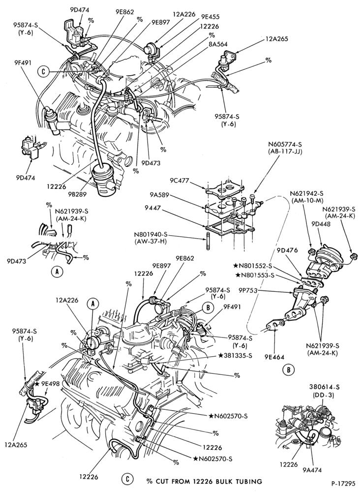 Схема 6 CYL. 3.8L (230 C.I.D.)-recirculation (E.G.R.)- exc. Calif.