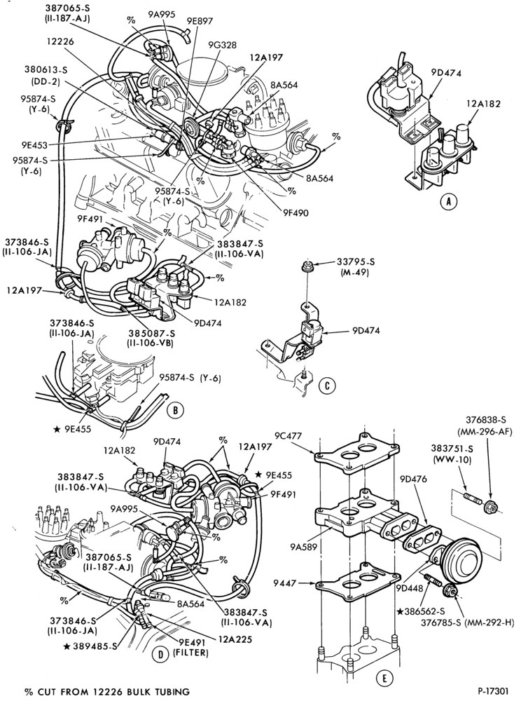 Схема 8 CYL. 5.0L (302 C.I.D.)-recirculation (E.G.R.)- exc. Canada