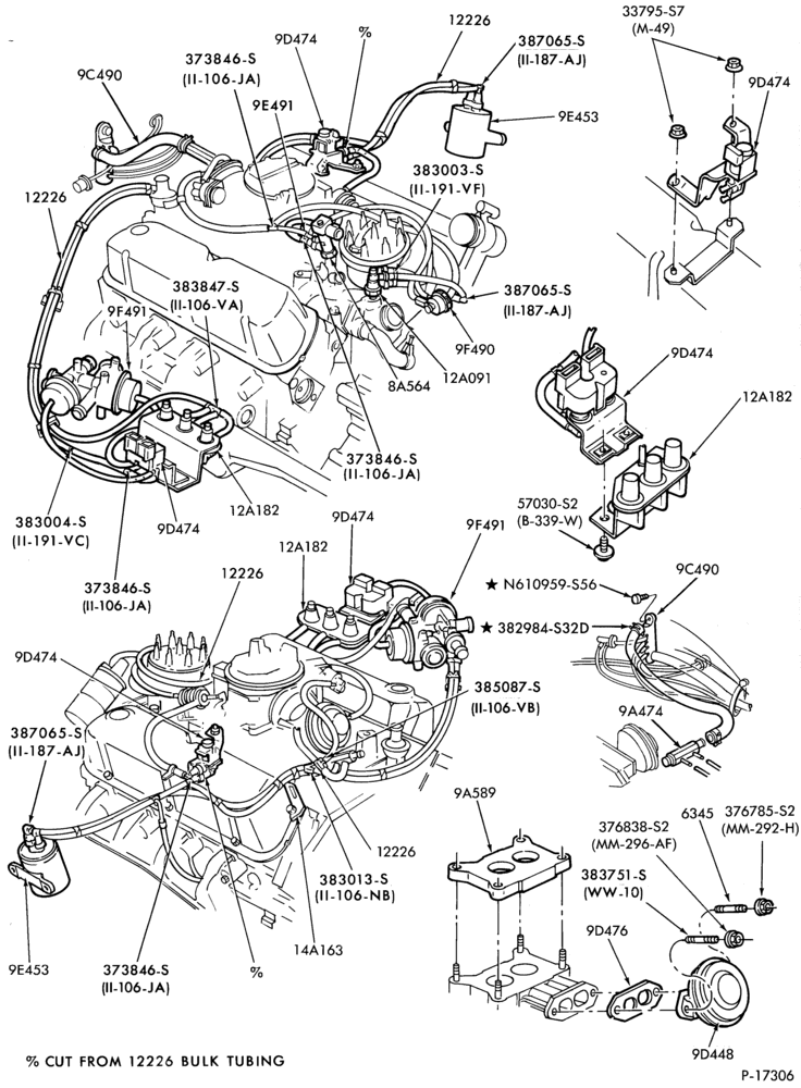 Схема 8 CYL. 5.8LW (351 C.I.D.) - W-Emission system - exhaust gas