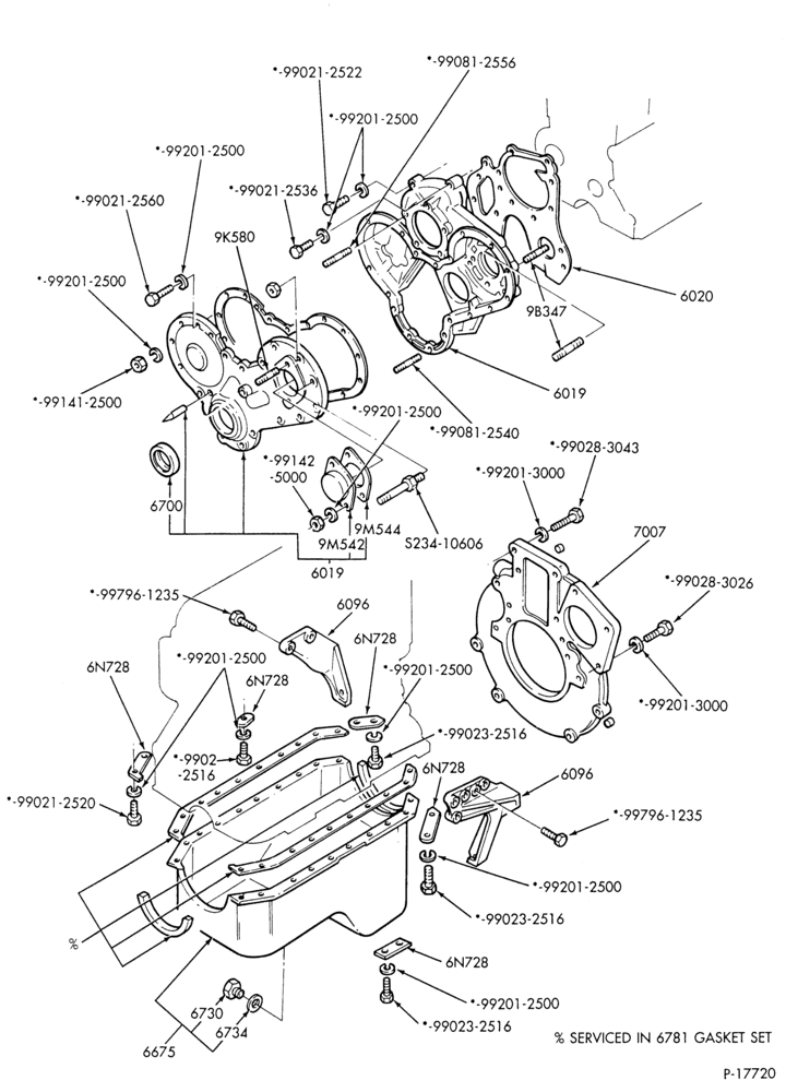 Схема 4 CYL. 2.2L (134 C.I.D.) DIESEL-Oil pan, timing gear cover and related parts