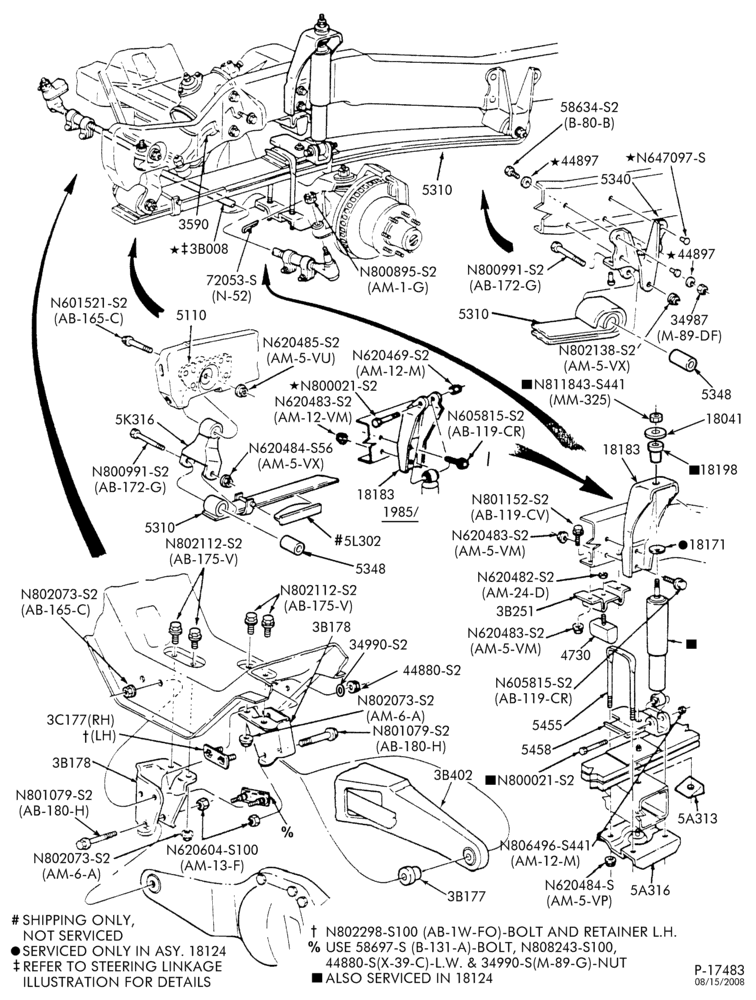 Схема FRONT SUSPENSION-(1981/) - w/front leaf spring-F250-4/W/D