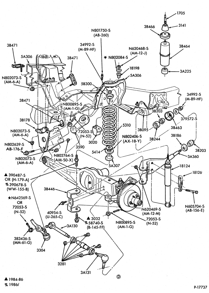 Схема FRONT SUSPENSION-(1983/88) - Page B - 4/W/D-regular ride height-R