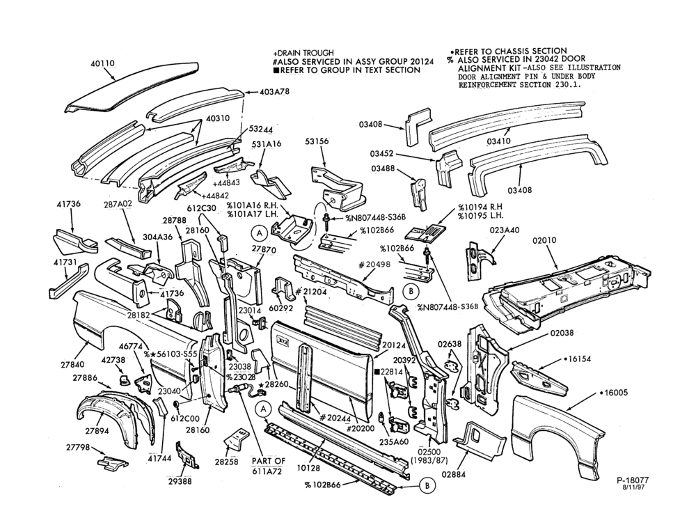 Схема SHEET METAL-Convertible - upper body