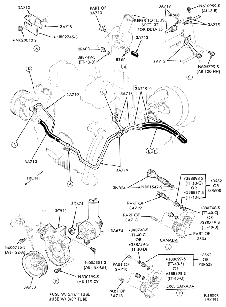 Схема STEERING-Pump installation - 4 cyl. 140 (2.3L) HSC