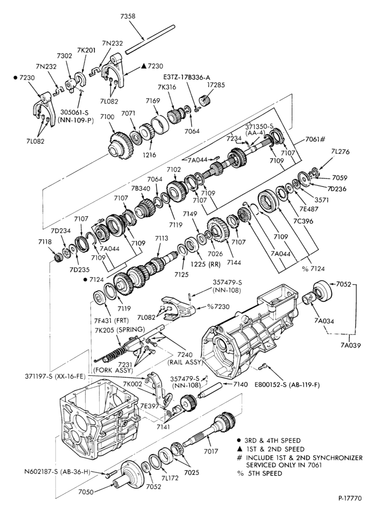 Схема INTERNAL PARTS-5 speed manual trans.  - Warner T5- gear train-5/S