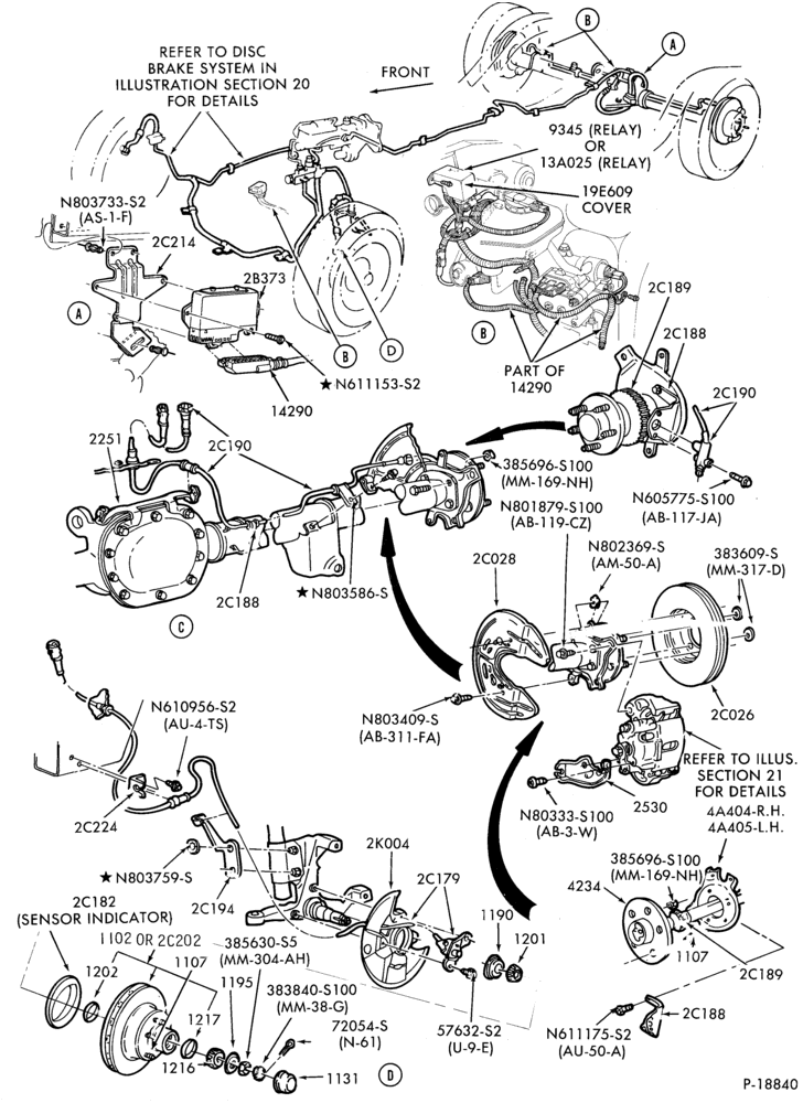 Схема BRAKES-Disc brake system - anti-lock system