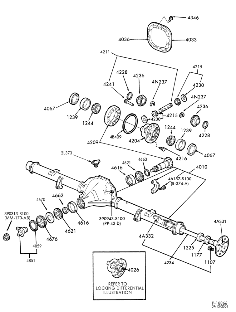 Схема REAR AXLE-REAR AXLE-Ford locking & non-locking - semi float axle - 10.25" ring gear-F150 (7700)