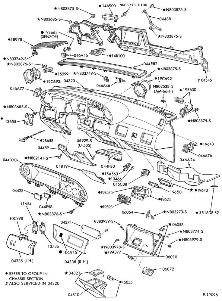 Схема INSTRUMENT PANEL AND FLOOR-Instrument panel- Sable