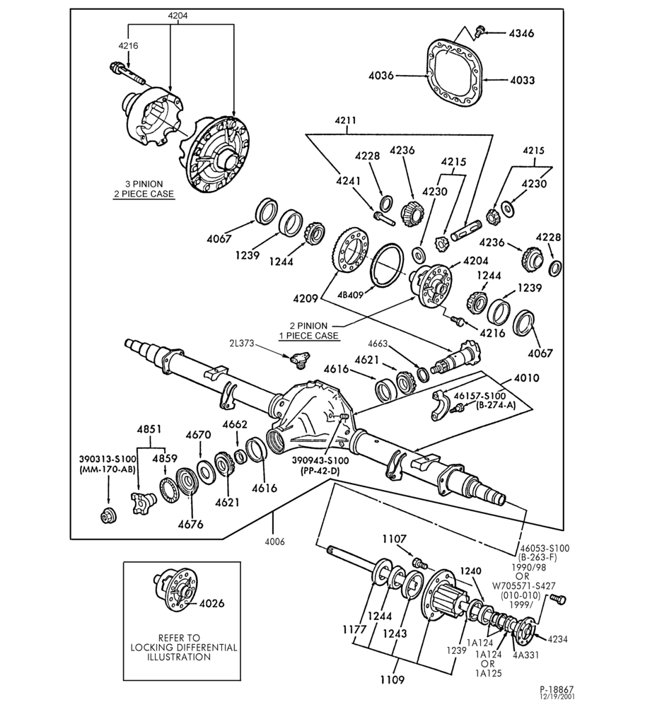 Схема REAR AXLE-REAR AXLE- Ford WDF, WDG - non-locking - full float axle - 10.50" ring gear-L1