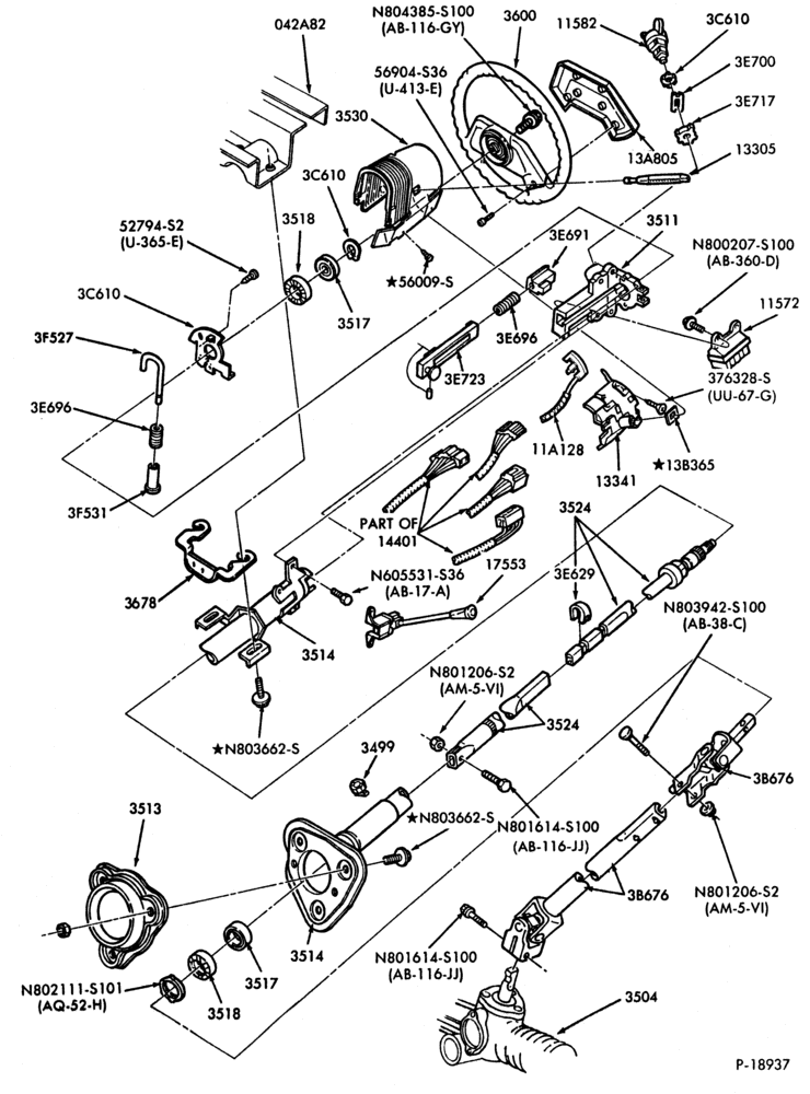 Схема STEERING-Steering column - floor shift - fixed wheel-A