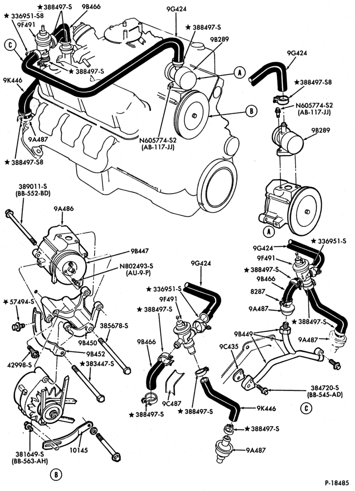 Схема 8 CYL. 5.8L (351 C.I.D.)-W-GAS-E150/250-under 8500# G.V.W.