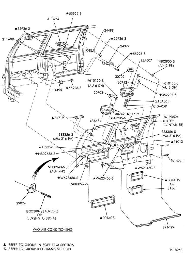 Схема TRIM-Interior trim - Panel - w/o aux. A/C-Regular Wagon-A