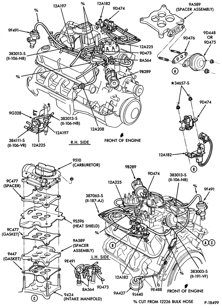 Схема 8 CYL. 5.8L (351 C.I.D.)-W-GAS-E150/250-351W-under 8500# G.V.W.