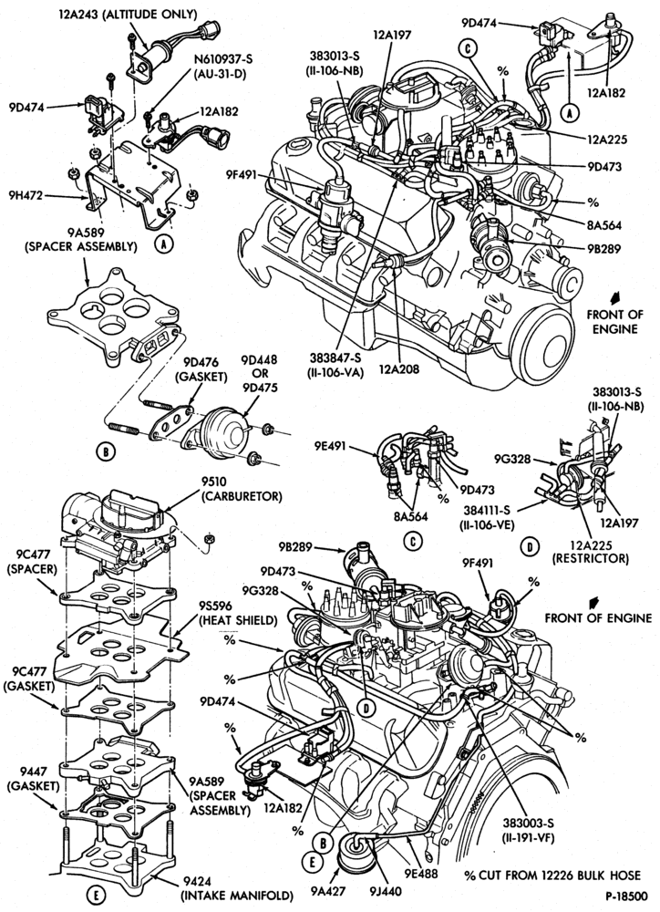 Схема 8 CYL. 5.8L (351 C.I.D.)-W-GAS-F150/250 and U150-351-under 8500# G.V.W.