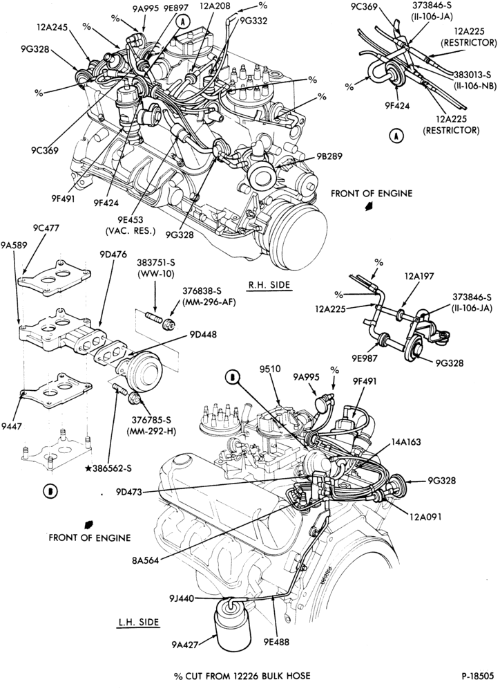 Схема 8 CYL. 5.0L (302 C.I.D.)-GAS-E-F150/250 and U150-altitude -exc. E.F.I.