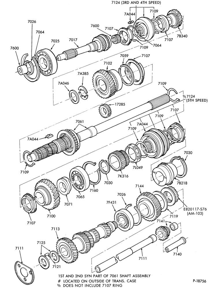Схема INTERNAL PARTS-5 speed manual trans. - gear train-5/S