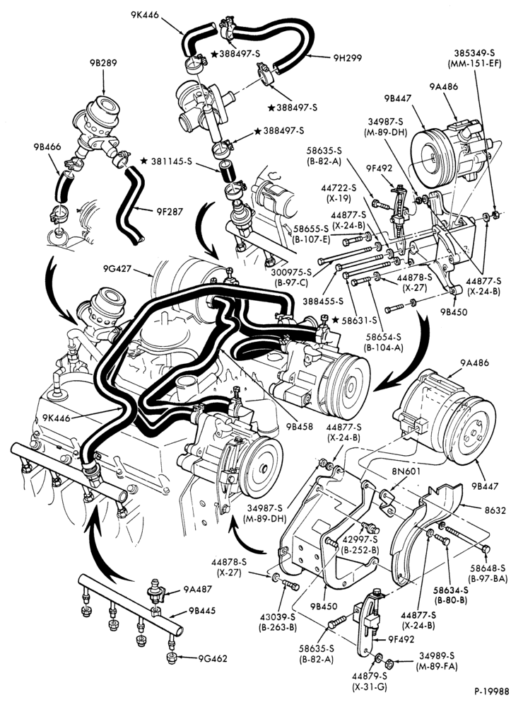 Схема 8 CYL. 6.1L, 7.0L (370, 429 C.I.D.) GAS-B600/700-dual pump - exc. Calif.