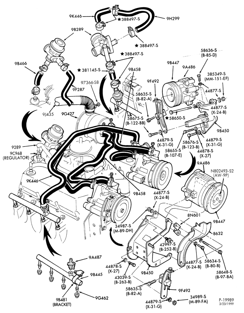 Схема 8 CYL. 6.1L, 7.0L (370, 429 C.I.D.) GAS-C-F-FT600/800-dual pump