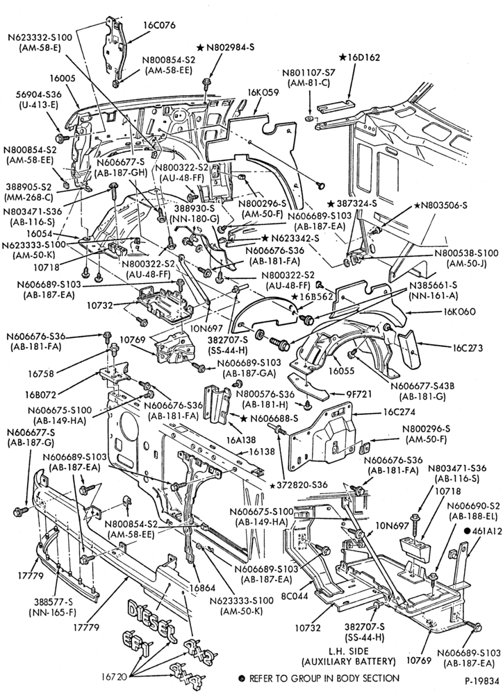 Схема BATTERY CARRIERS AND WIRING-BATTERY CARRIERS AND WIRING-6 & 8 cyl. - F150/350,F(Super