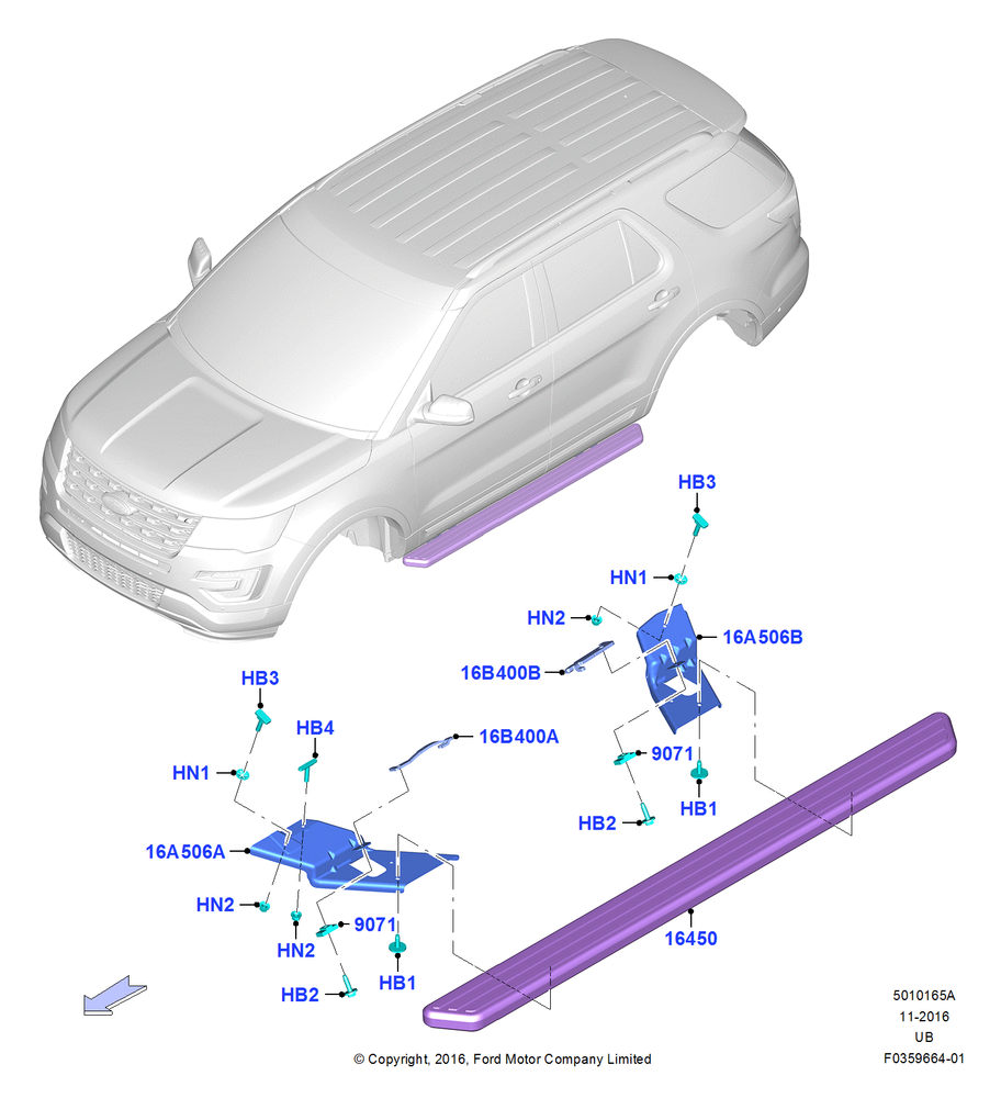 Схема Подножки, With Moulded Running Boards; 06.06.2016–03.03.2019