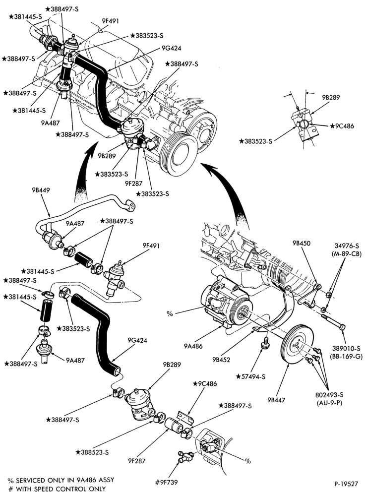 Схема 8 CYL. 5.0L (302 C.I.D.)-Thermactor emission (T/E)