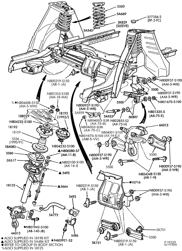 Схема FRONT SPRING AND STABILIZERS-REAR SUSPENSION - shock absorbers, axle - B/T 54