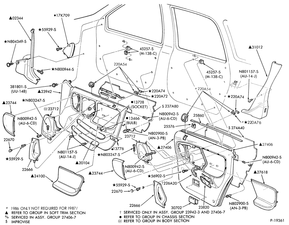 Схема SOFT, INTERIOR TRIM-Interior trim panels - front & rear door- Taurus