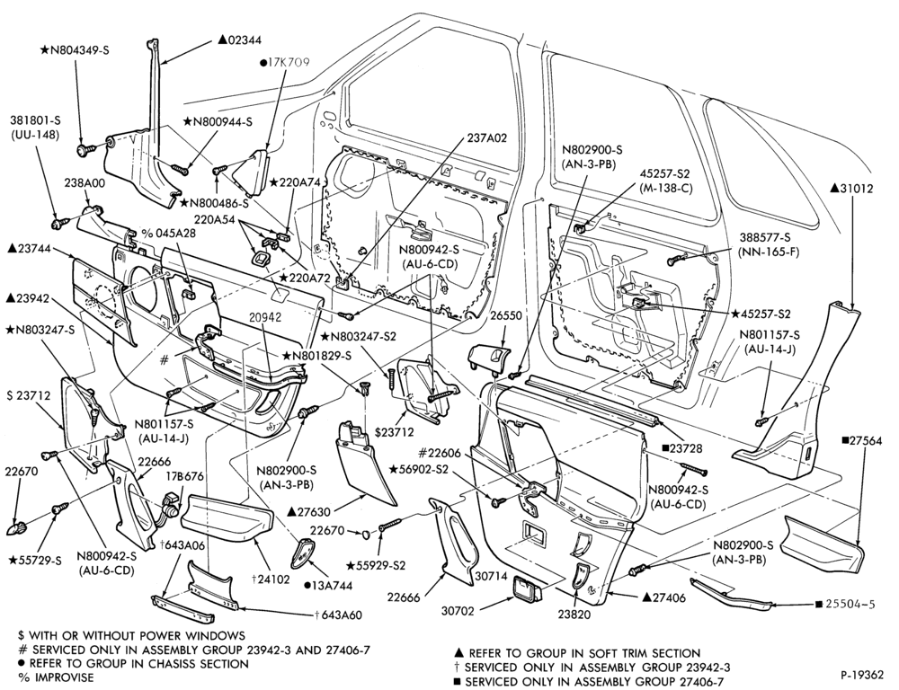 Схема SOFT, INTERIOR TRIM-Interior trim panels- front & rear door - Sable