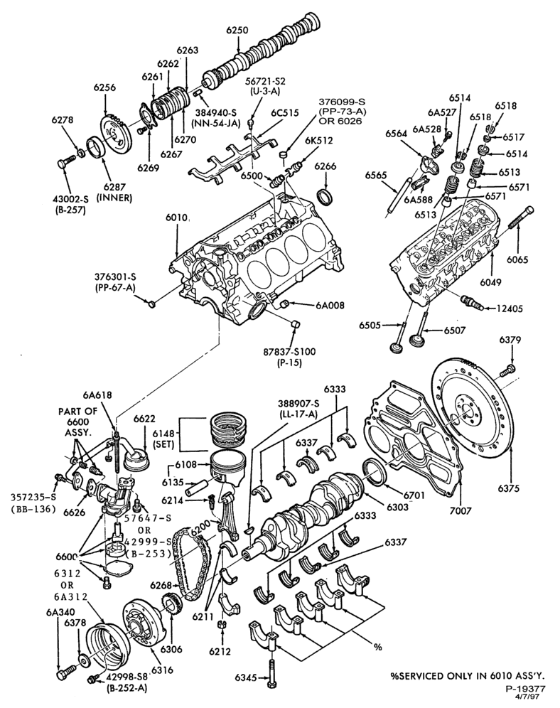 Схема 8 CYL. 5.0L (302 C.I.D.)-Cylinder block- internal parts