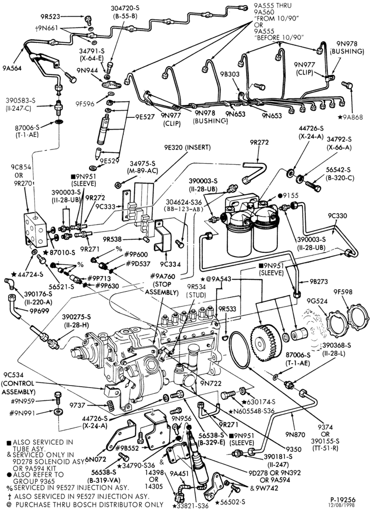 Схема MANIFOLDS, THERMOSTATS & EMISSION PARTS-Fuel injection, nozzles, piping and related parts