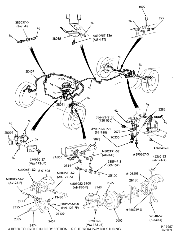 Схема BRAKES-Disc brake system - w/rear drum brake - 8 cyl. 302 (5.0L)
