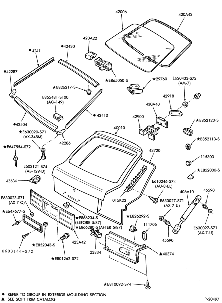 Схема LIFT/TAILGATE, LUGGAGE & BACK WINDOW-Hinge and lift - liftgate