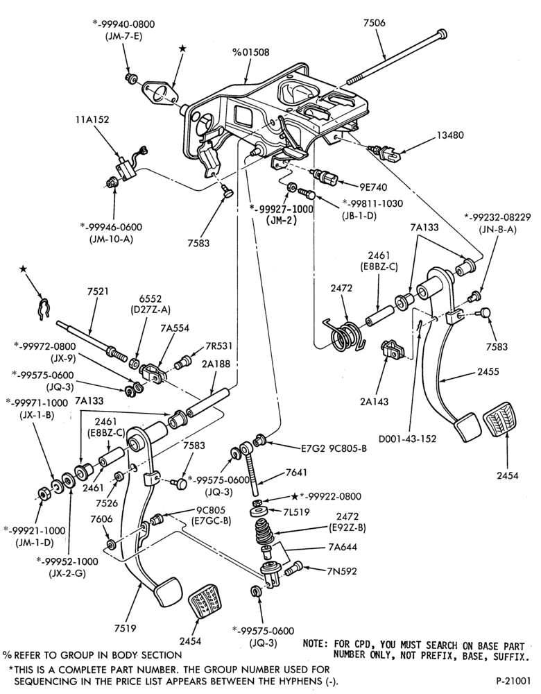 Схема EXTERNAL PARTS-Clutch and clutch pedal-All
