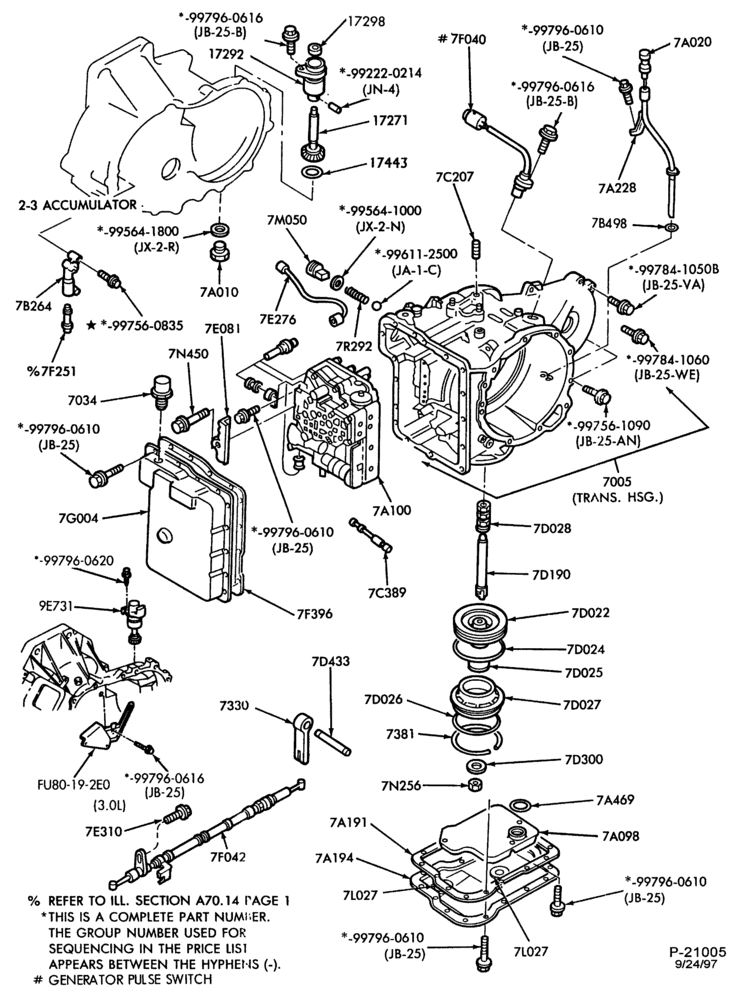 Схема 4EAT TYPE - INTERNAL PARTS-INTERNAL PARTS- main control valve body (7A100) & servo band piston-ST