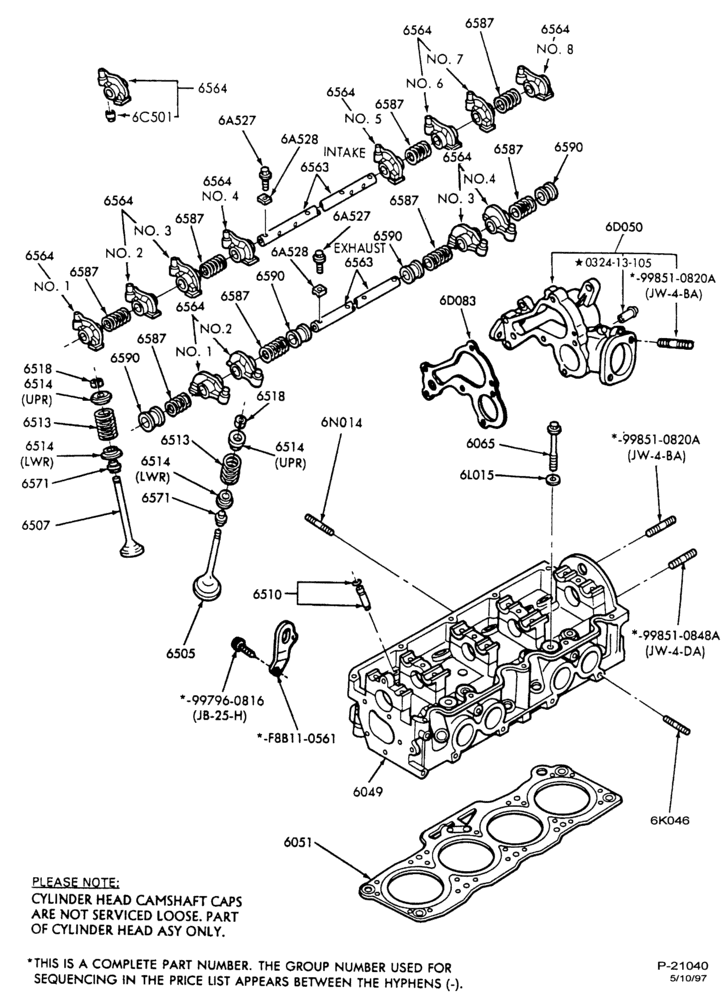 Схема 4 CYL. 2.2L (134 C.I.D.)-Cylinder head, valves, rocker arm and related parts