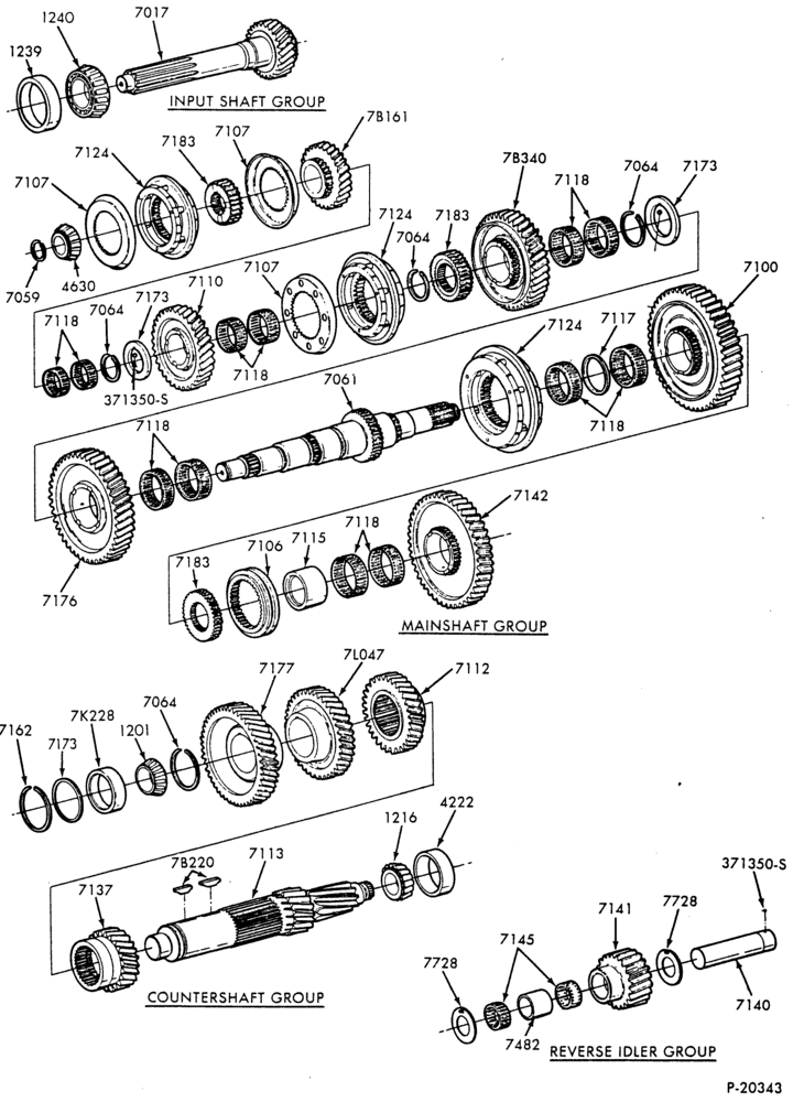 Схема INTERNAL PARTS-6 speed - Fuller FS-6106  - Fuller FS-5106 & 6206 - case- gear train - Page B-F-FT600/900