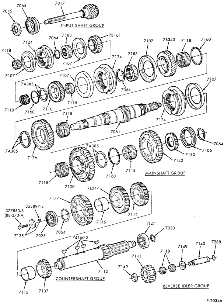 Схема INTERNAL PARTS-6 speed - Fuller FS-6106 - case - gear train - Page B-F-FT600/900