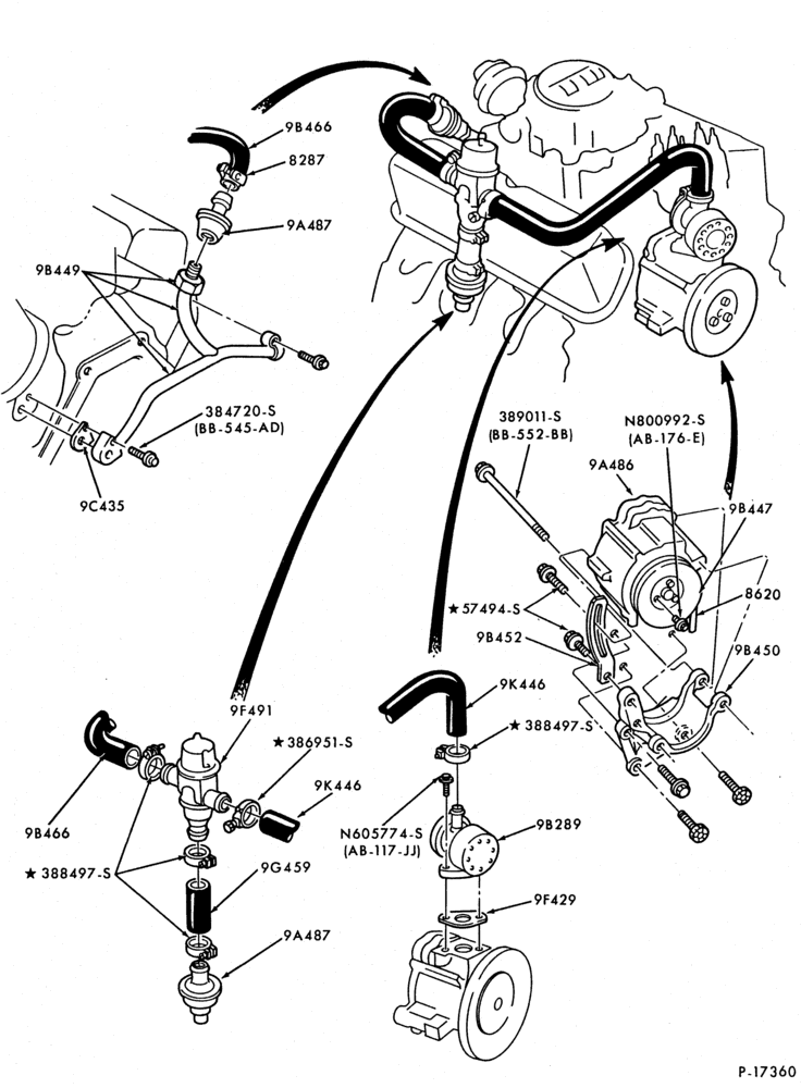 Схема 8 CYL. 5.8L (351 C.I.D.)-W-GAS-F150/250,U150-Calif.
