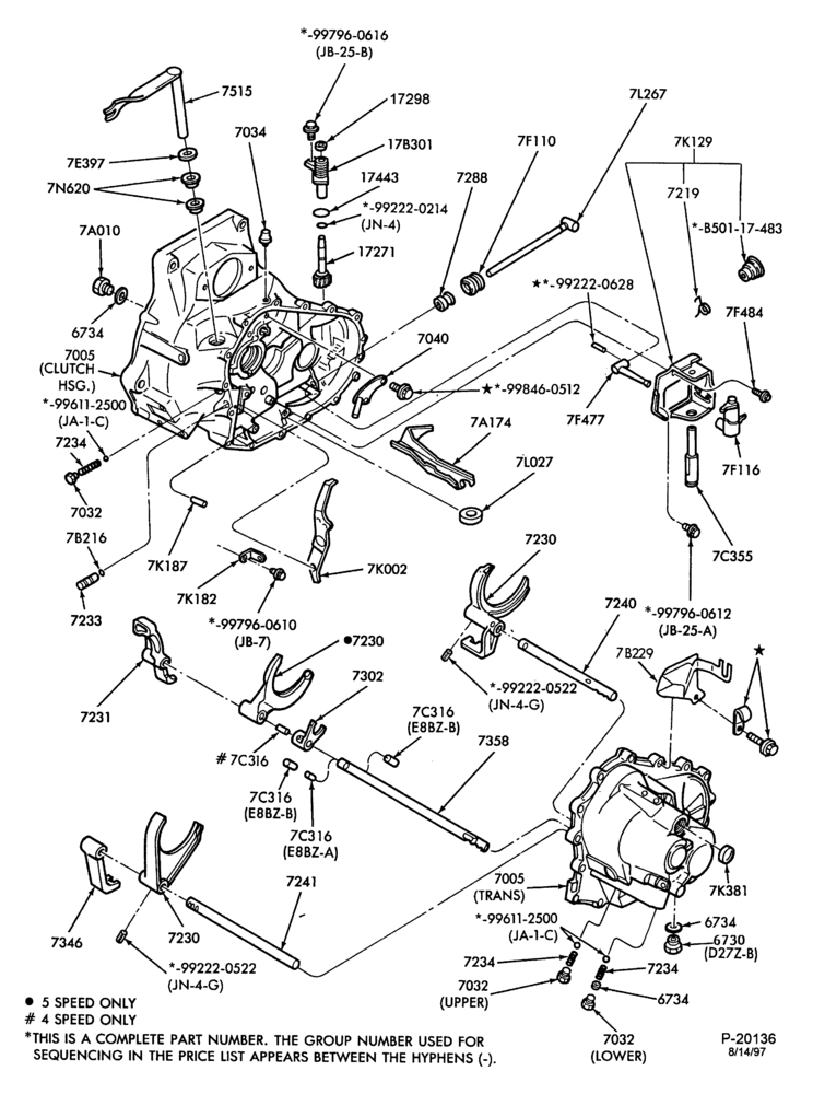Схема INTERNAL PARTS-5 speed transaxle - shift forks, pivot shaft and related parts-5/S