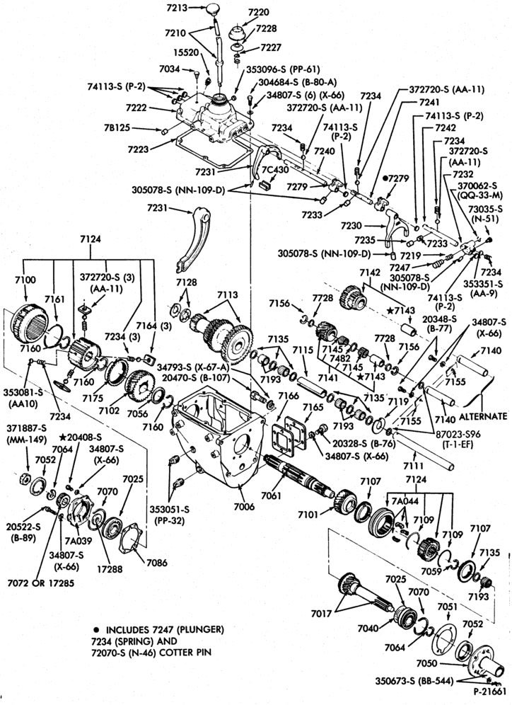 Схема GEARSHIFT MECHANISM-Floor mounted - 4 speed M/T - 4 speed M/T - Warner Gear T18-F100/350