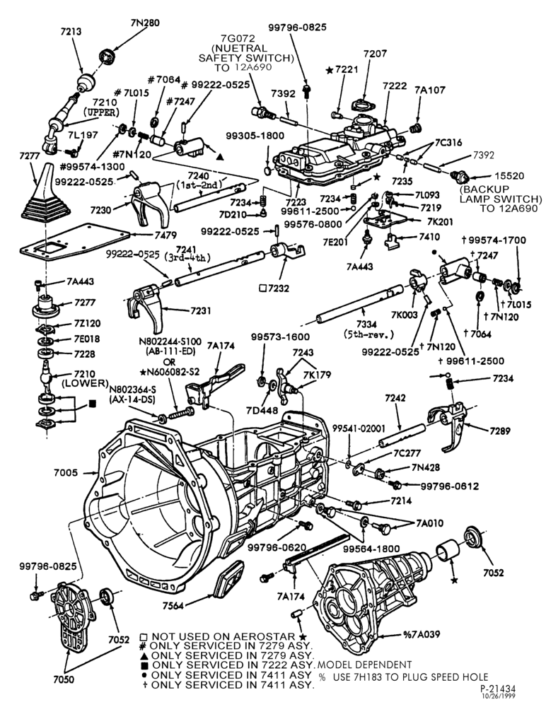 Схема INTERNAL PARTS-(1988/) - Mazda - case, ext. housing-B