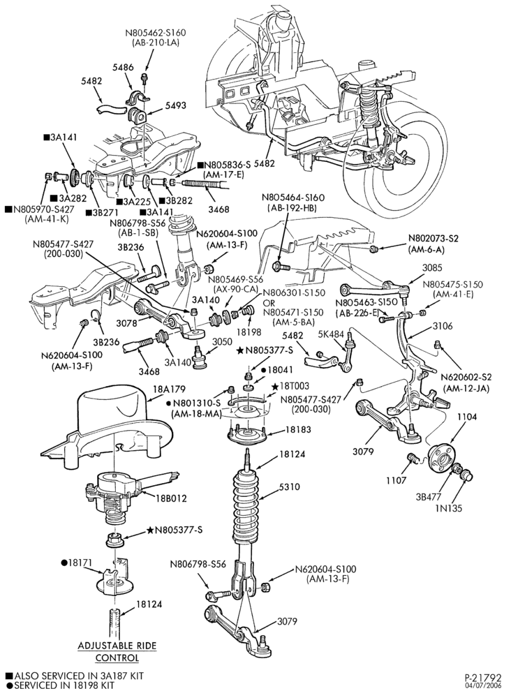 Схема FRONT SUSPENSION-Arms, shock absorbers, spindles, springs and stabilizer