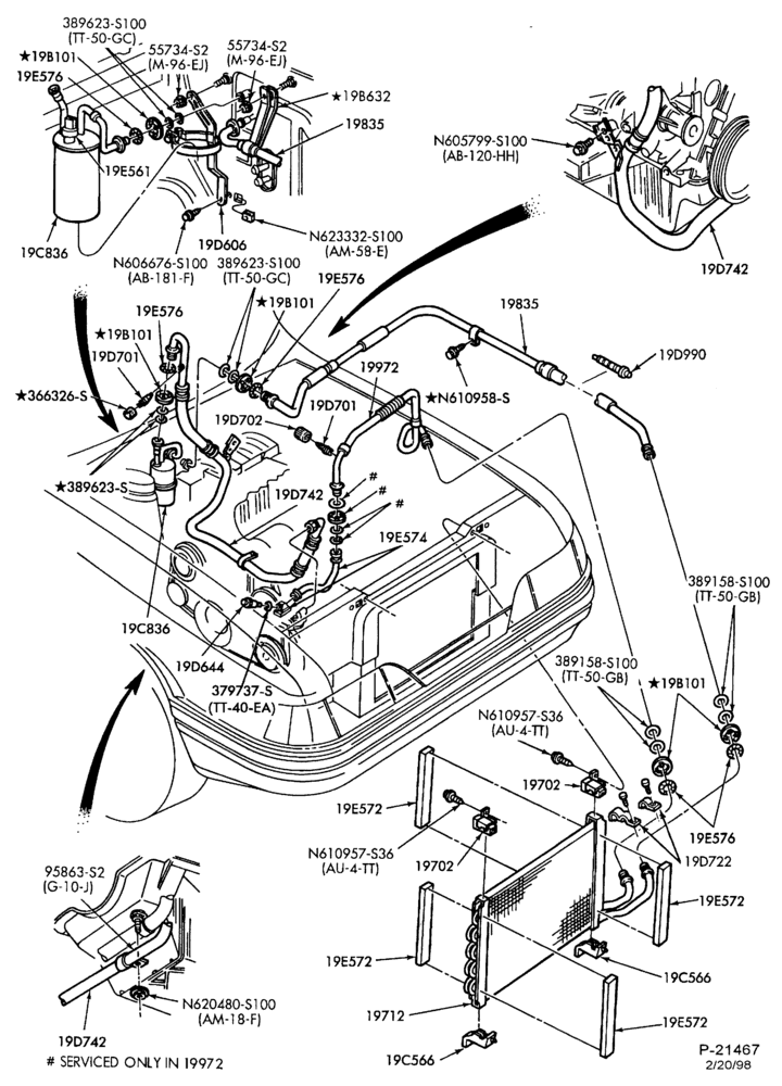 Схема AC HOSES & TUBES-4 cyl. - 2.3L-B,MB