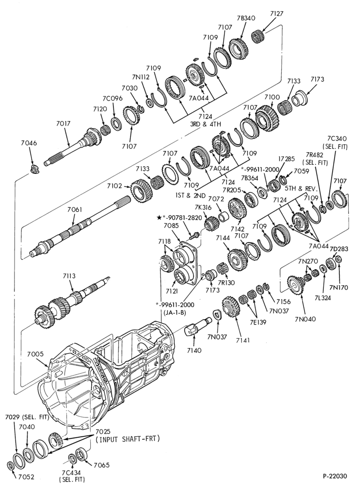 Схема INTERNAL PARTS-5 speed manual trans. - Mazda-RKE - gear train - Thunderbird-5/S