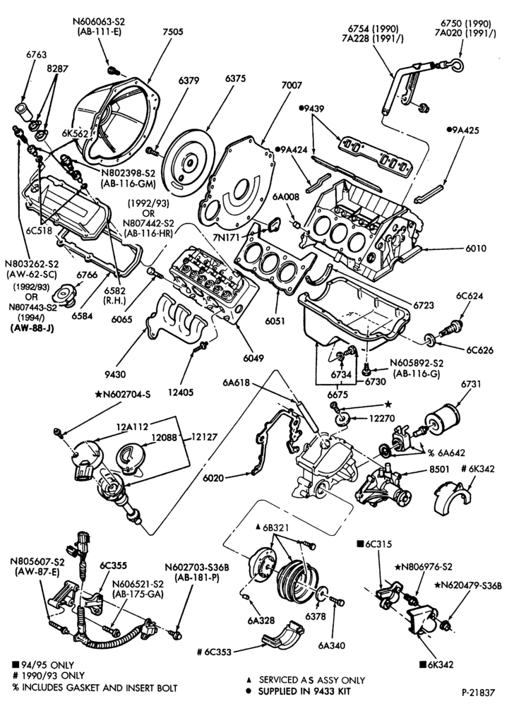 Схема 6 CYL. 3.8L (230 C.I.D.) - S/C-Cylinder block- external parts