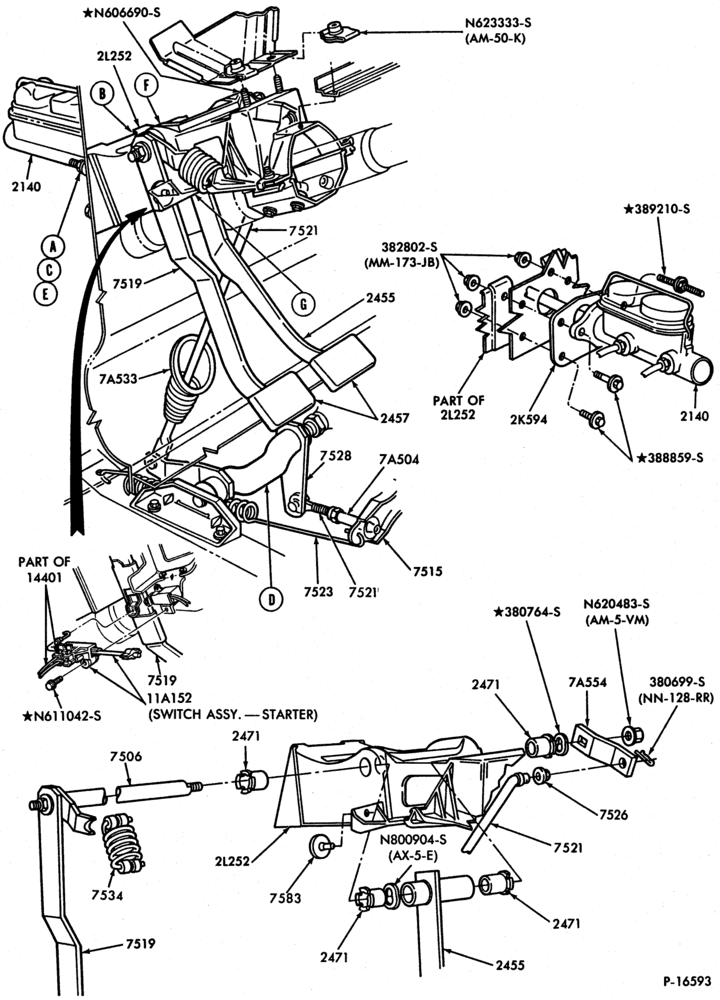 Схема BRAKES-Brake and clutch pedals (1980/82) - Linkage actuated - Page A-F100/350