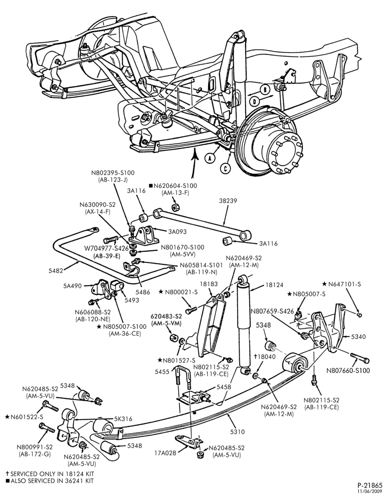 Схема FRONT SUSPENSION-(1988/) - single shock - Page A-F(Super Duty)